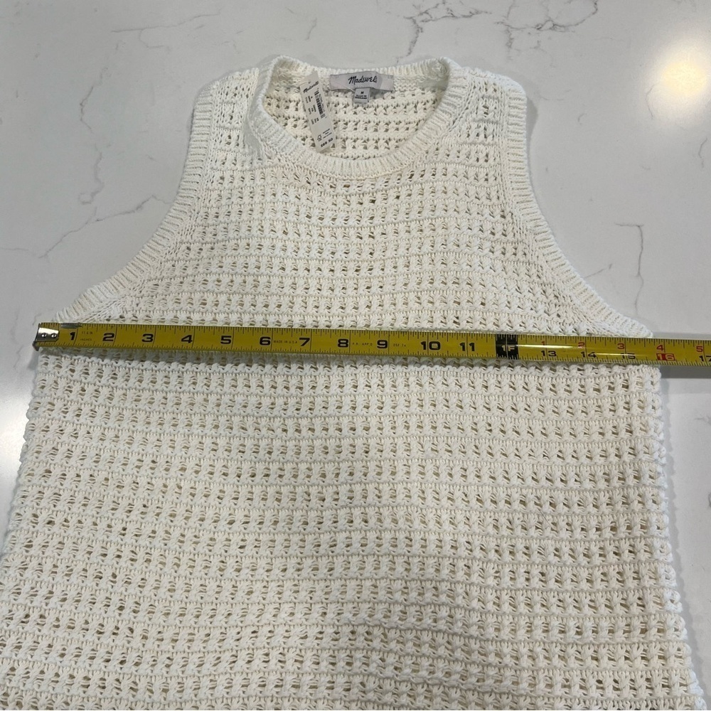 NWT Madewell Cream Crocheted Lightweight Cotton Sweater Tank Medium - Picture 8 of 12